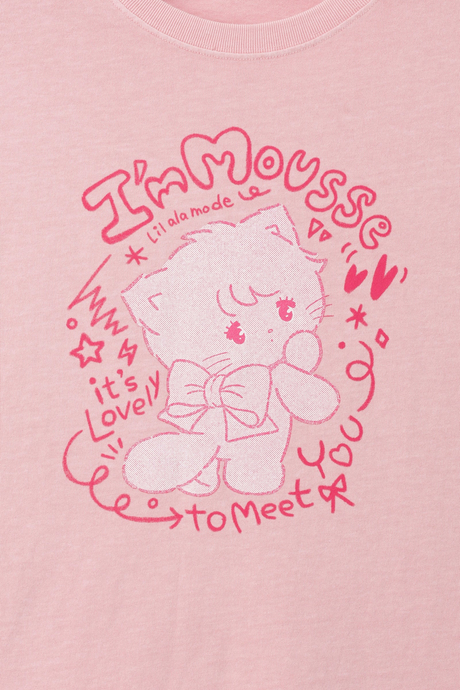 【7月中旬以降お届け】Lil alaode Tシャツ I'm MOUSSE ピンク