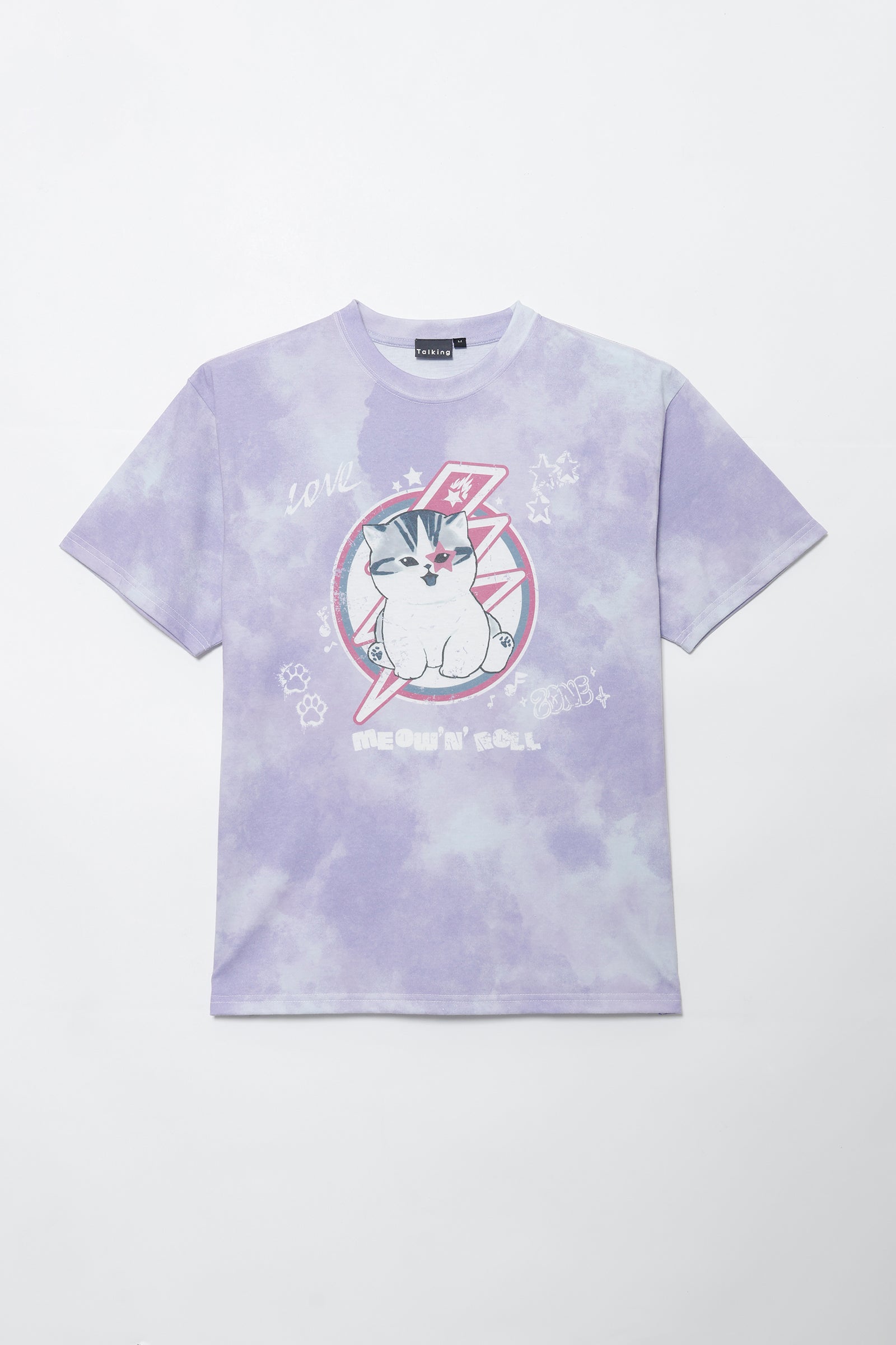 【7月中旬以降お届け】mofusand  Tシャツ MEOW’N’ROLL パープル